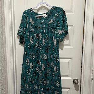 Chic Teal Patterned Midi Dress